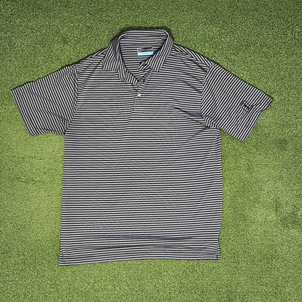 Black and White Striped Polo Shirt